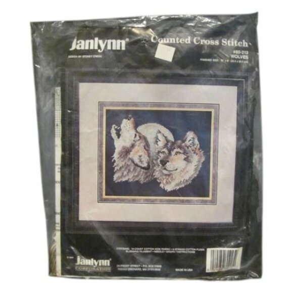 Janlynn Counted Cross Stitch Kit Wolves 10" X 8" Black Aida Fabric Craft Set - Picture 2 of 7